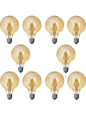 Edison G95 Flamanlı Rustik 6W LED Ampul 10'lu Dekoratif Vintage Aydınlatma