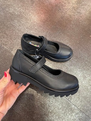 Moona 26-36 Numara Kız Çocuk Deri Okul Ayakkabısı Siyah