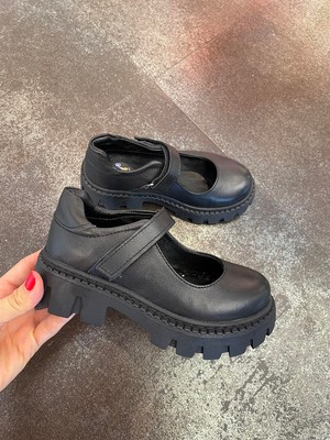 Moona 28-36 Numara Kız Çocuk Deri Okul Ayakkabısı Siyah