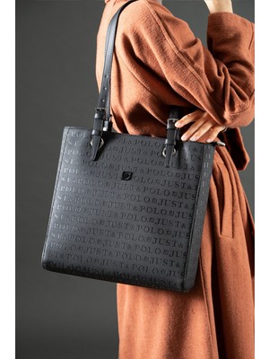 Just Polo Siyah Just Polo Kadın Yeni Sezon Büyük Boy 3 Bölmeli El ve Omuz Çantası TR7064
