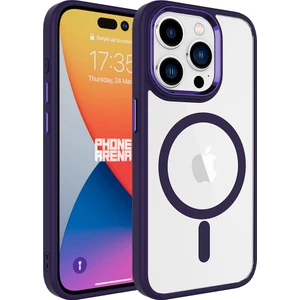 Apple Iphone 15 Pro Max Kılıf Renkli Silikon Kenarlı Magsafeli Arkası Şeffaf Krom Kapak