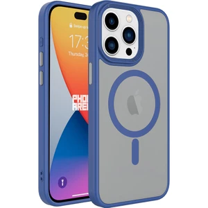 Apple Iphone 15 Pro Max Kılıf Silikon Kenarlı Magsafeli Buzlu Sert Flet Kapak
