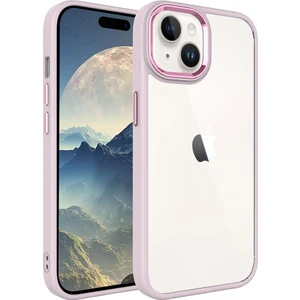 Apple Iphone 15 Plus Kılıf Renkli Silikon Kenarlı Arkası Şeffaf Sert Krom Kapak