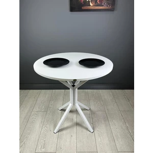 Hey Modüler Mobilya Saray Yuvarlak Mutfak Masası Yemek Masa Balkon Masa Fiskos Masa Metal Beyaz Ayak 80 cm