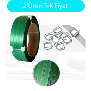 Avantajlı 12'lik Yeşil Pet Çember 1000 Adet Bukle Toka