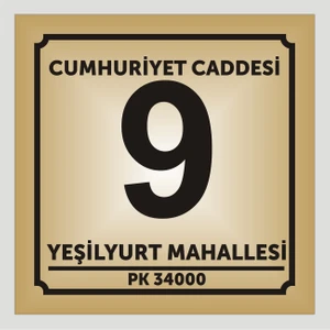 Yüksel 34 Kapı Numarası Daire Numarası 10 x 10 cm