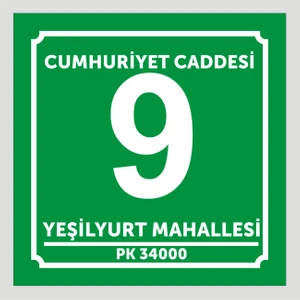 Yüksel 34 Kapı Numarası Daire Numarası 10 x 10 cm