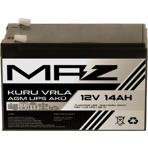 Maz Akü 12 Volt 14 Amper (Ah) Kuru Agm Vrla Güç Kaynağı Ups Akü