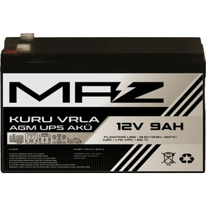 Maz Akü 12 Volt 9 Amper (Ah) Kuru Agm Vrla Güç Kaynağı Ups Akü