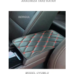 Nissan Qashqai  (2014-2018) Deri Oto Kolçak Kılıfı Örtüsü Capitone Süngerli Kırmızı Nakışlı