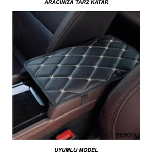 Honda Civic Deri Oto Kolçak Kılıfı Örtüsü Capitone Süngerli Beyaz Nakışlı