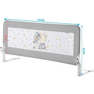 Wellgro 150*65 cm Gri Renk Yatak Bariyeri, Yatak Korkuluğu