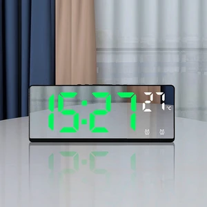 Ses Kontrolü Ayna Çalar Saat Dijital Sıcaklık Çift Alarm Erteleme Masaüstü Masa Saati Gece Modu 12/24H(KIRMIZI) (Yurt Dışından)