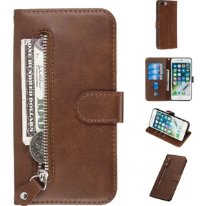 Forestl Digital Fermuarlı Cep Cüzdanı Apple iPhone 8 Plus/7 Plus-Brown Için Flip Deri Koruyucu Kılıf (Yurt Dışından)