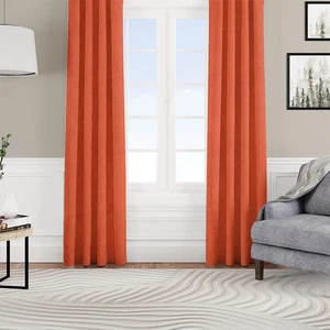 Fon Perde Özel Ölçüye Uygun Kadifemsi Pilesiz Bohem Salon Otel Oturma Çocuk Odası Tek Kanat Kiremit