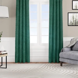 Fon Perde Özel Ölçüye Uygun Kadifemsi Pilesiz Bohem Salon Otel Oturma Çocuk Odası Tek Kanat Yeşil