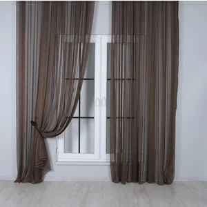 Murcia Dökümlü Tül Perde Pilesiz Acı Kahve