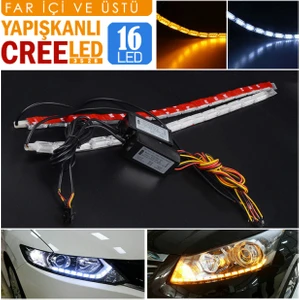 Far Içi Far Üstü Su Geçirmez Kayar LED Sinyalli 16 LED Yapışkanlı C9