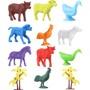 Toy Play 12 Parça Renkli Mini Çiftlik Hayvanları Figür Seti 4-6 cm SKU676