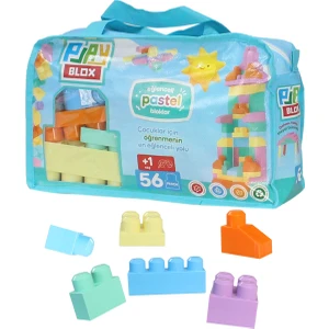 Play Blox 2915 Pastel Renkler Mega Blok Seti 56 Parça Mavi Çantalı