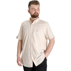 Mode Xl Büyük Beden Erkek Keten Likralı Gömlek 20393 Bej