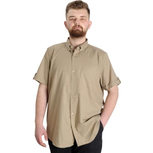 Büyük Beden Erkek Gömlek Gabardin Kısa Kol Tek Cep 23302 Bej