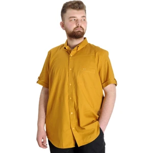Büyük Beden Erkek Gömlek Gabardin Kısa Kol Tek Cep 23302 Hardal