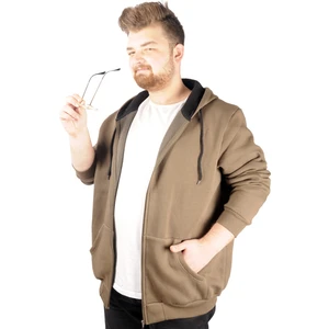 Mode Xl Erkek Sweatshirt Kapşonlu Zippered Basic 20543 Haki