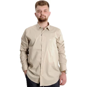 Büyük Beden Erkek Klasik Cepli Gömlek Likralı 20350 Bej