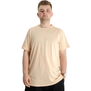 Mode Xl Büyük Beden Erkek Tshirt Bisiklet Yaka Basic 20031 Bej
