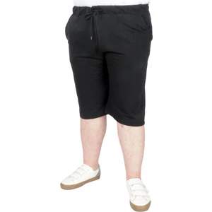 Mode Xl Büyük Beden Kapri Straight Recycle Basic B20506 Siyah