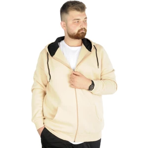Mode Xl Erkek Sweatshirt Kapşonlu Zippered Basic 20543 Bej