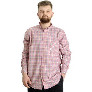 Büyük Beden Erkek Gömlek Ekose Uzun Kollu 23300 Koyu Bordo