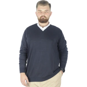 Büyük Beden Kazak V Yaka 22206 Lacivert