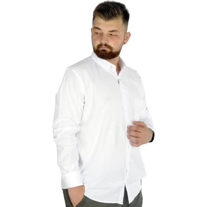 Büyük Beden Erkek Keten Cepli Gömlek 20386 Beyaz