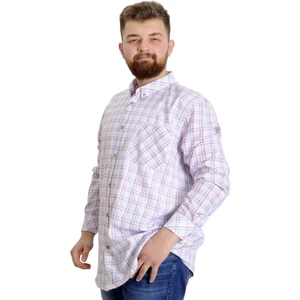 Büyük Beden Erkek Gömlek Ekose Uzun Kollu 23300 Somon