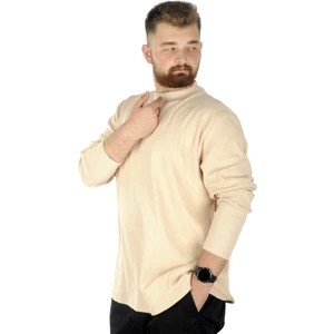 Büyük Beden Uzun Kol Yarım Balıkçı Kazak 22558 Bej