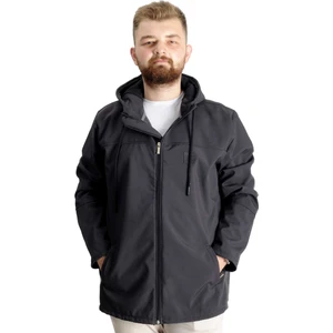 Büyük Beden  Softshell Waterproff Kapşonlu Mont 21235 Antrasit