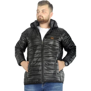 Büyük Beden Mont Kapitone Kapşonlu 22602 Siyah