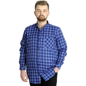 Büyük Beden Erkek Gömlek Ekose Uzun Kollu 23300 Indigo
