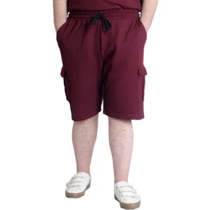 Büyük Beden Erkek Şort Kargo Cep Waffle 23500 Bordo