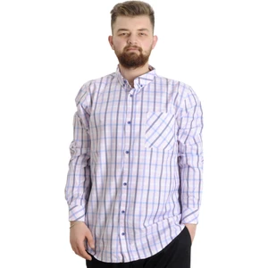 Büyük Beden Erkek Gömlek Ekose Uzun Kollu 23300 Krem