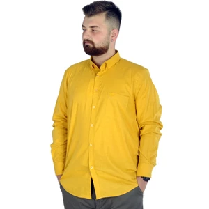 Büyük Beden Erkek Keten Cepli Gömlek 20386 Hardal