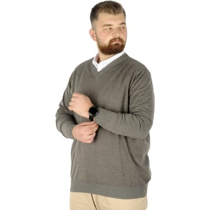 Büyük Beden Kazak V Yaka 22206 Sütlü Kahve