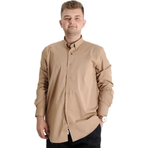 Büyük Beden Erkek Klasik Gömlek Likralı 20351 Kahverengi