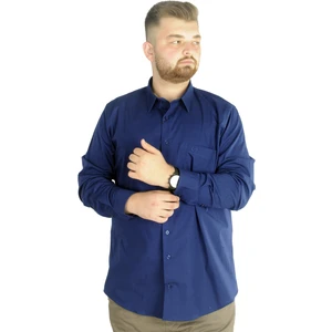 Büyük Beden Erkek Klasik Cepli Gömlek Likralı 20350 Indigo