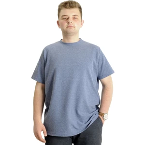 Büyük Beden Erkek T-Shirt Bisiklet Yaka Waffle 20033 Koyu Mavi