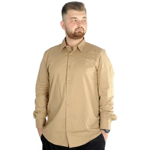 Büyük Beden Erkek Klasik Gömlek Likralı 20351 Bej