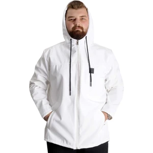 Büyük Beden  Softshell Waterproff Kapşonlu Mont 21235 Beyaz