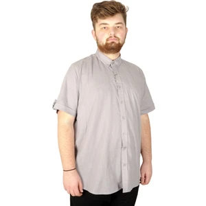Büyük Beden Erkek Keten Likralı Cepli Gömlek 20389 Günlük Stil Kısa Kol Desenli